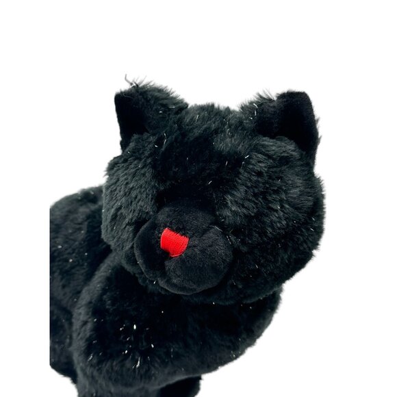 Caltoy Black Cat‎ Plush Stuffed Animal Toy Sparkles Red Nose 13" Acrylic Eyes - Picture 7 of 8